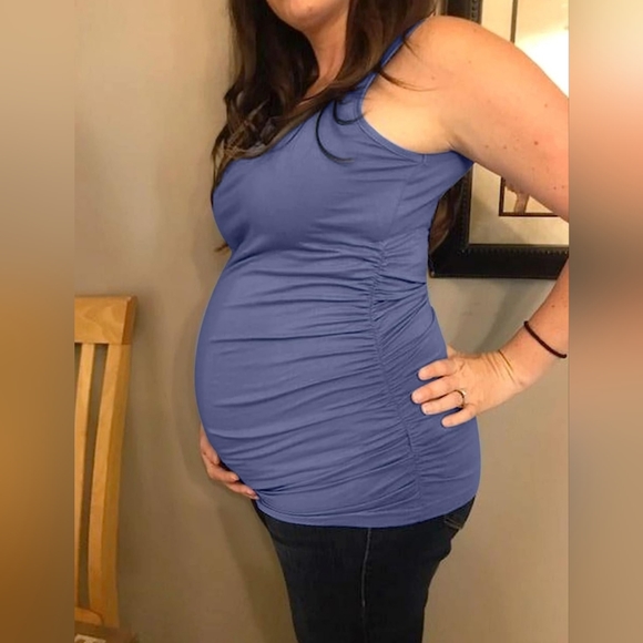 Womens Maternity Side Ruched Tank Top - Picture 2 of 10